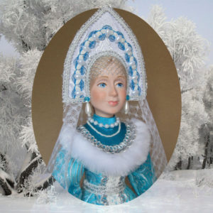 Кукла Снегурочка в голубой шубке